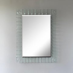 Undulating Glass Framed Mirror Attributed to Murano Glass