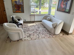 Undulating Grid Hand-Knotted Rug 9'x12'-Tibetan Wool & Bamboo Silk Modern Design