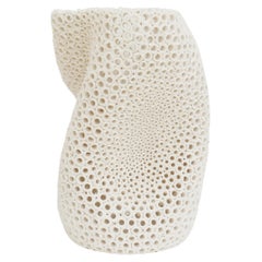 Undulating Hand-Pierced Limited Edition Earthenware Vase by Gilles Caffier