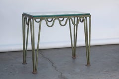 Undulating 'Méandre' Verdigris Iron and Glass Side Table by Design Frères