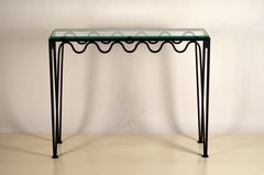 Consola ondulada de hierro forjado y cristal "Méandre" de Design Frères
