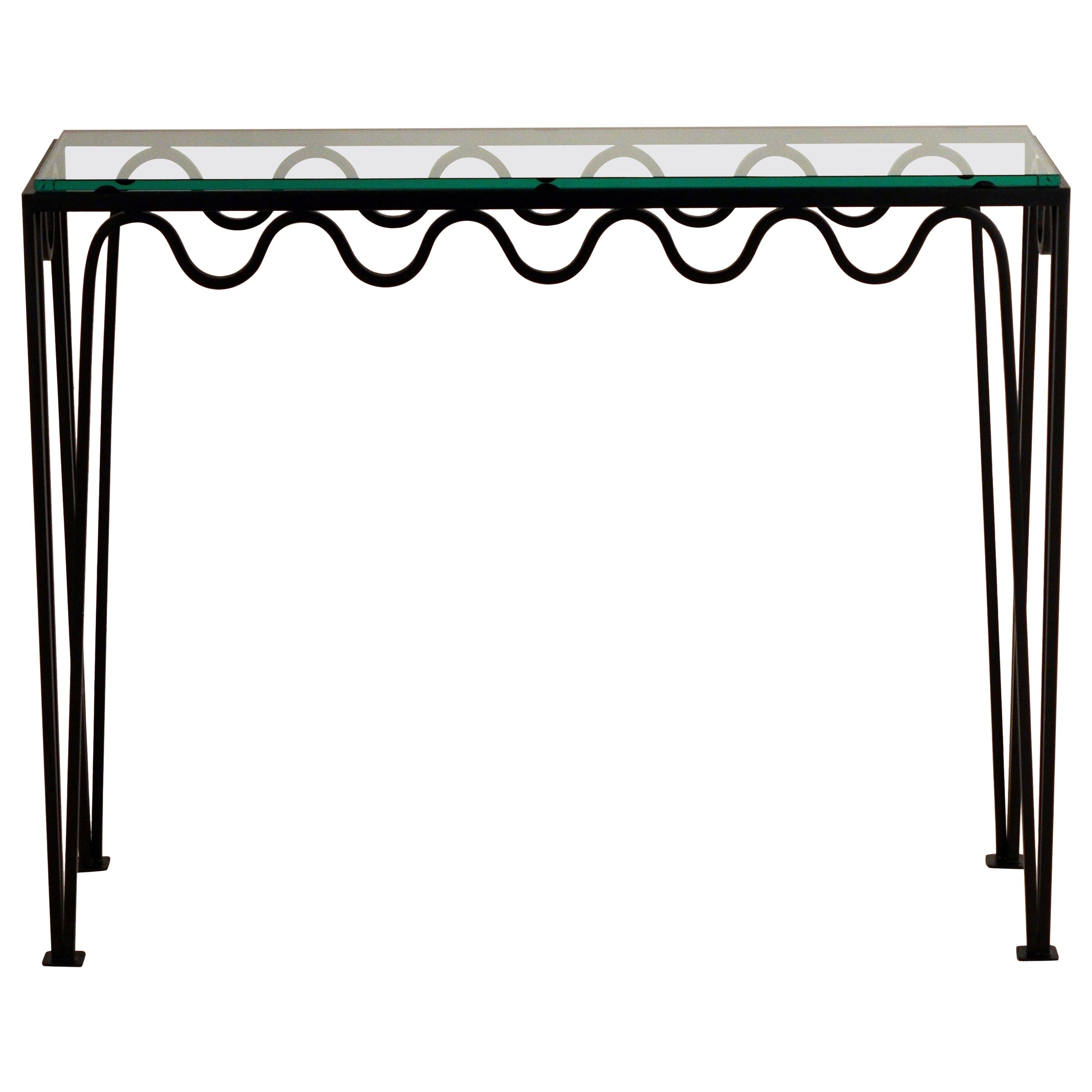 Undulating 'Méandre' Wrought Iron and Glass Console by Design Frères For Sale