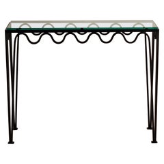 Gewellte Konsole 'Méandre' aus Schmiedeeisen und Glas von Design Frères