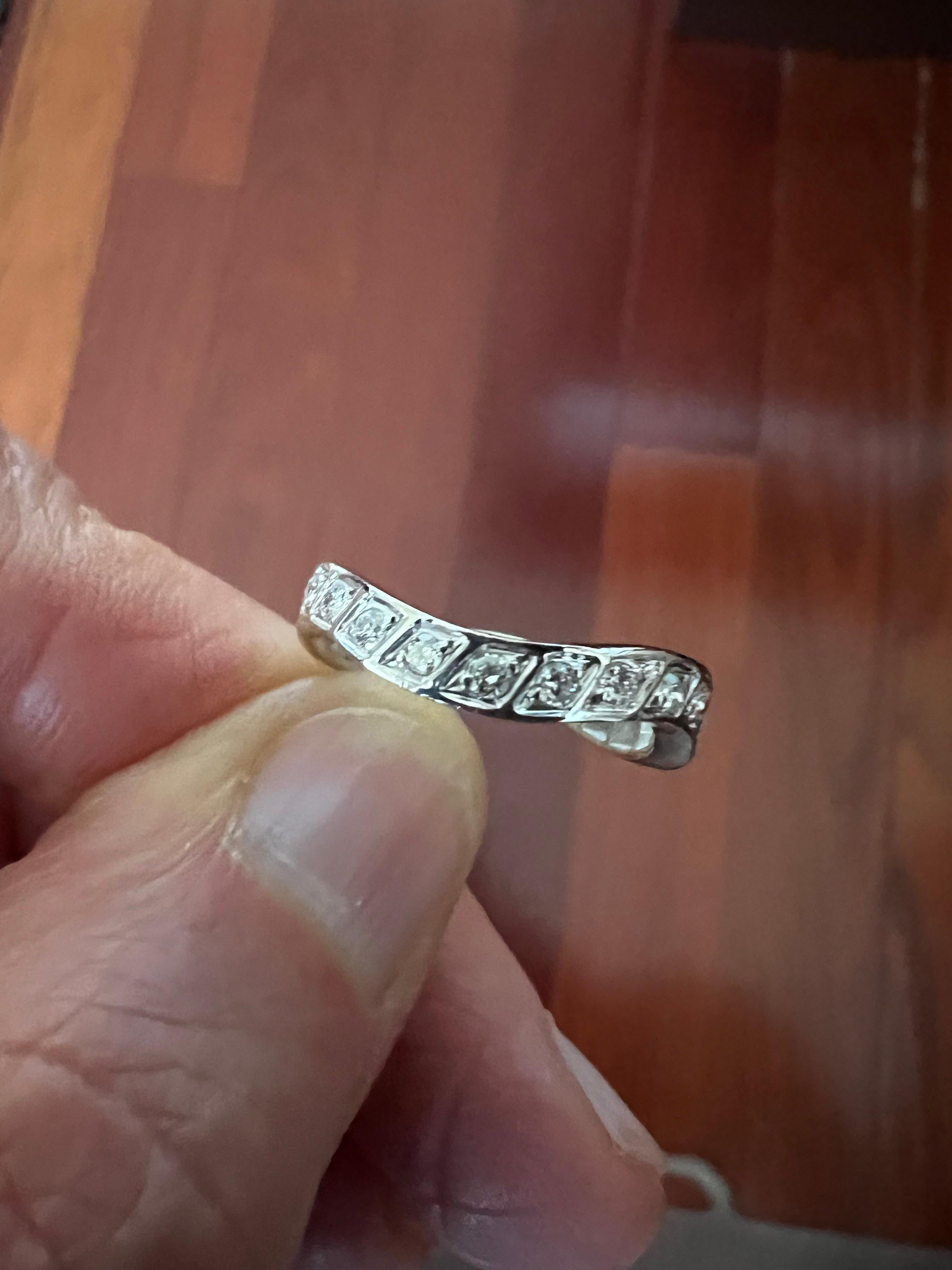 Undulating Vintage Diamond White Gold Eternity Band Ring Size 6.25 4