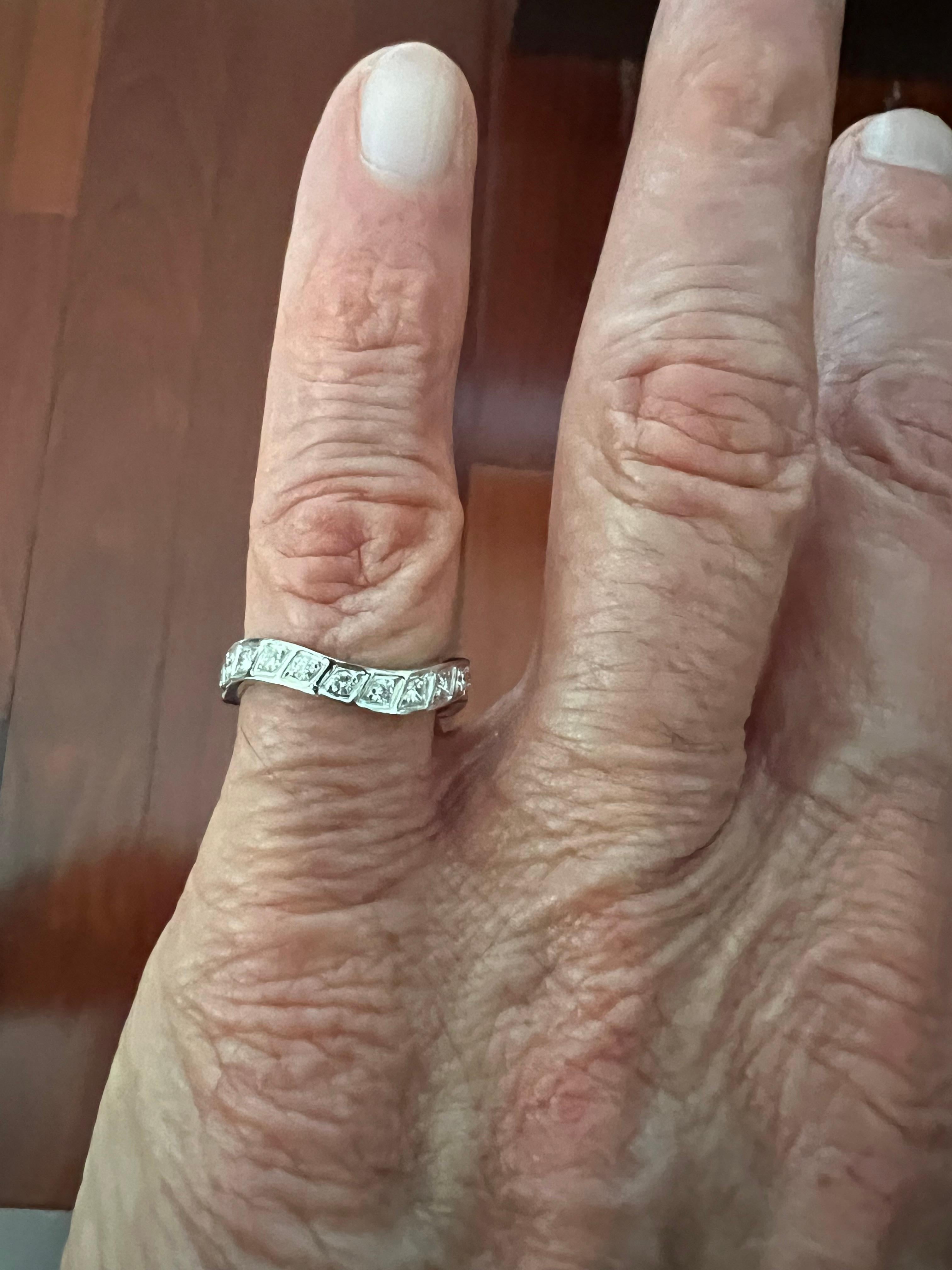 Round Cut Undulating Vintage Diamond White Gold Eternity Band Ring Size 6.25