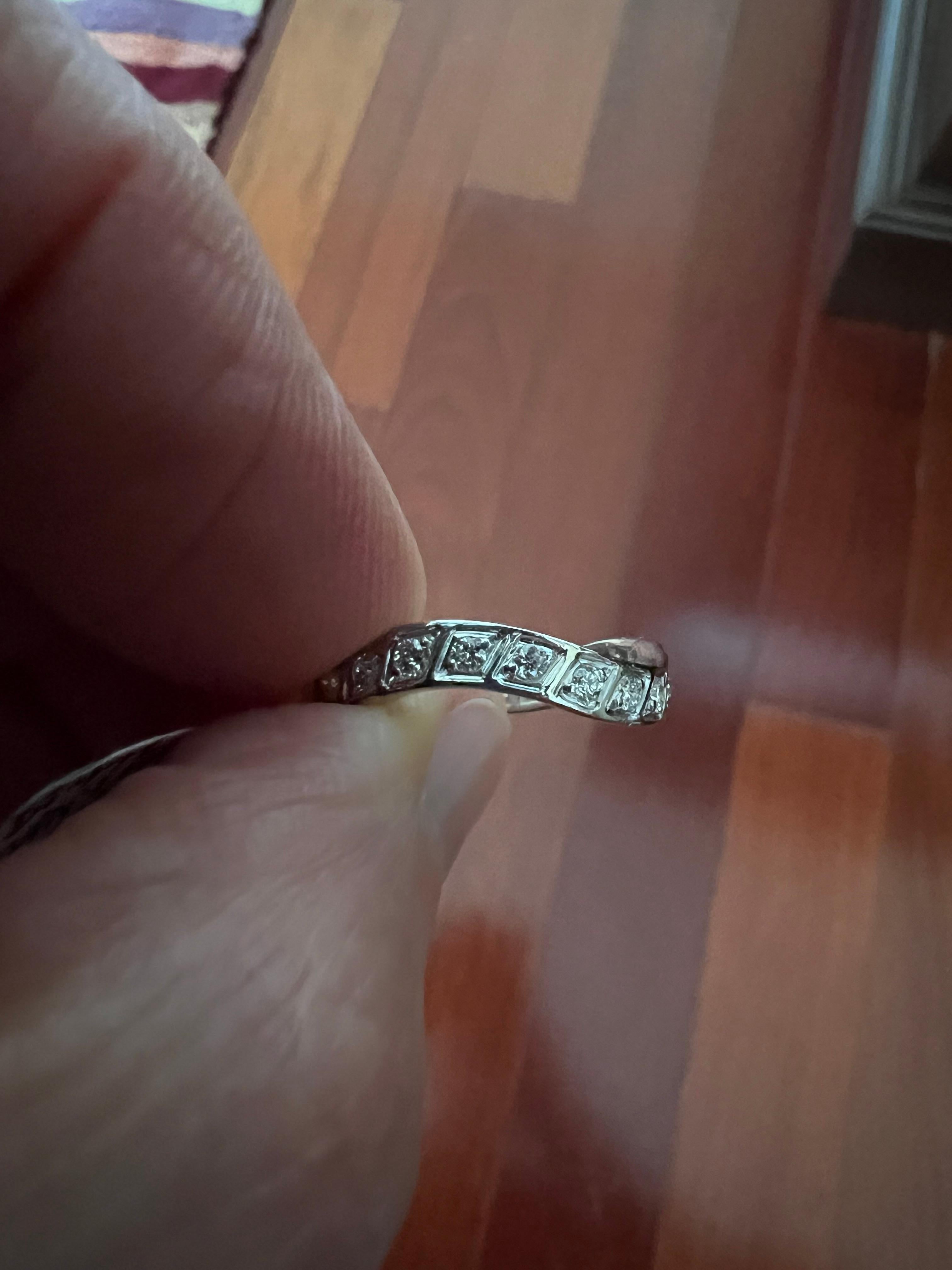Undulating Vintage Diamond White Gold Eternity Band Ring Size 6.25 3