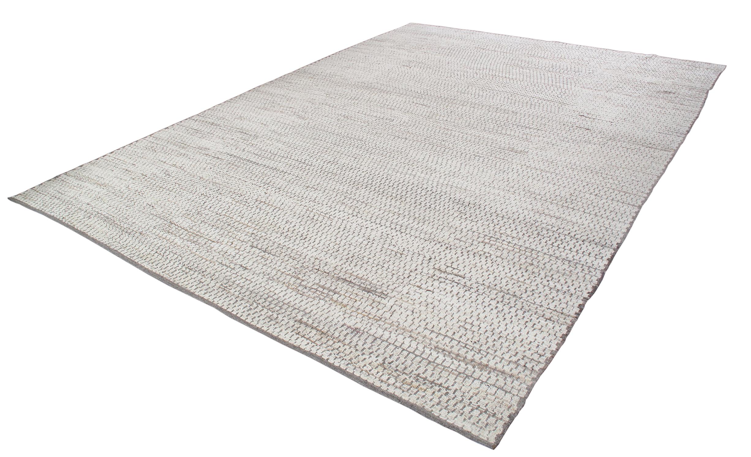 Afghan Undyed Wool Modern Relief Minimalist Textural Rug  For Sale
