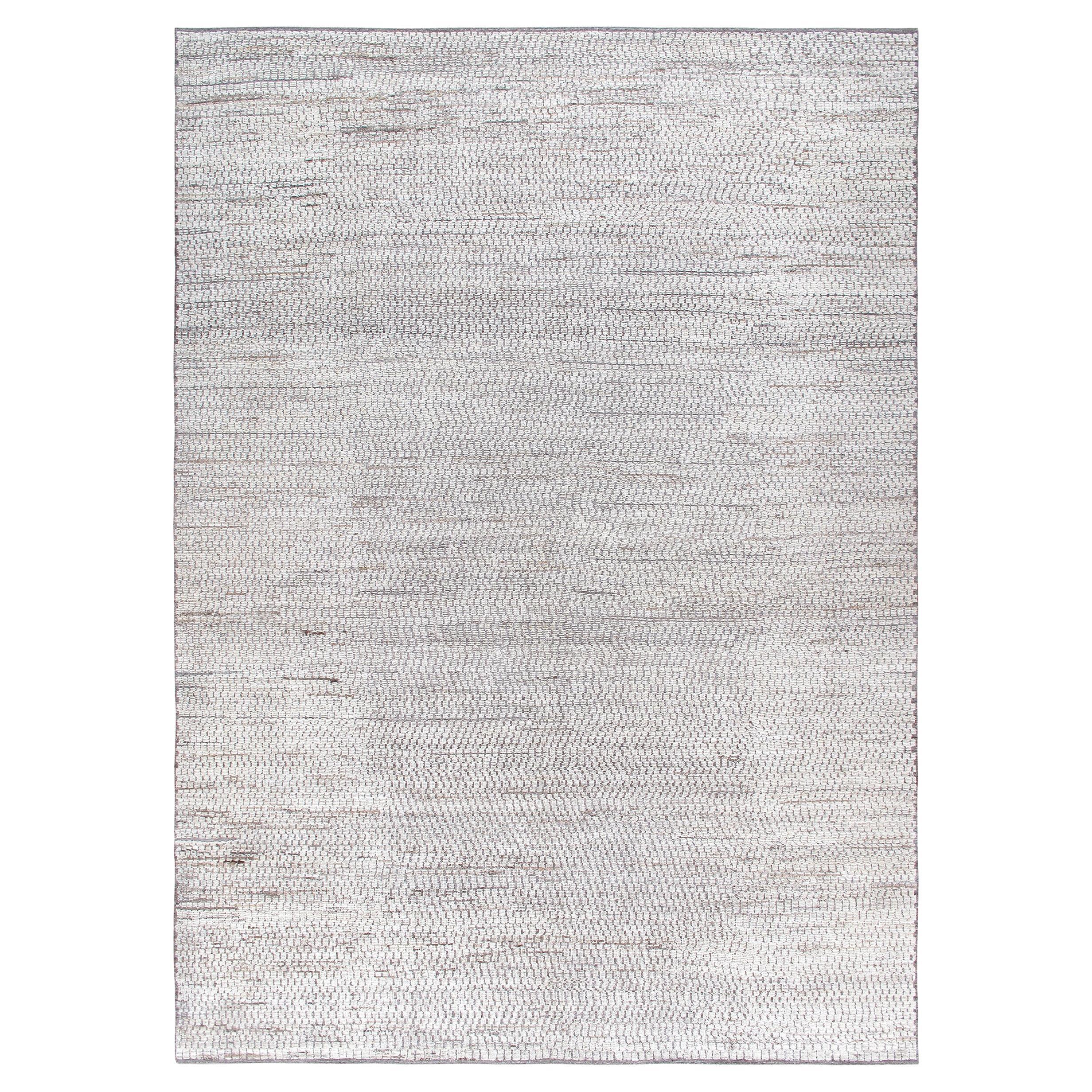 Undyed Wool Modern Relief Minimalist Textural Rug  For Sale