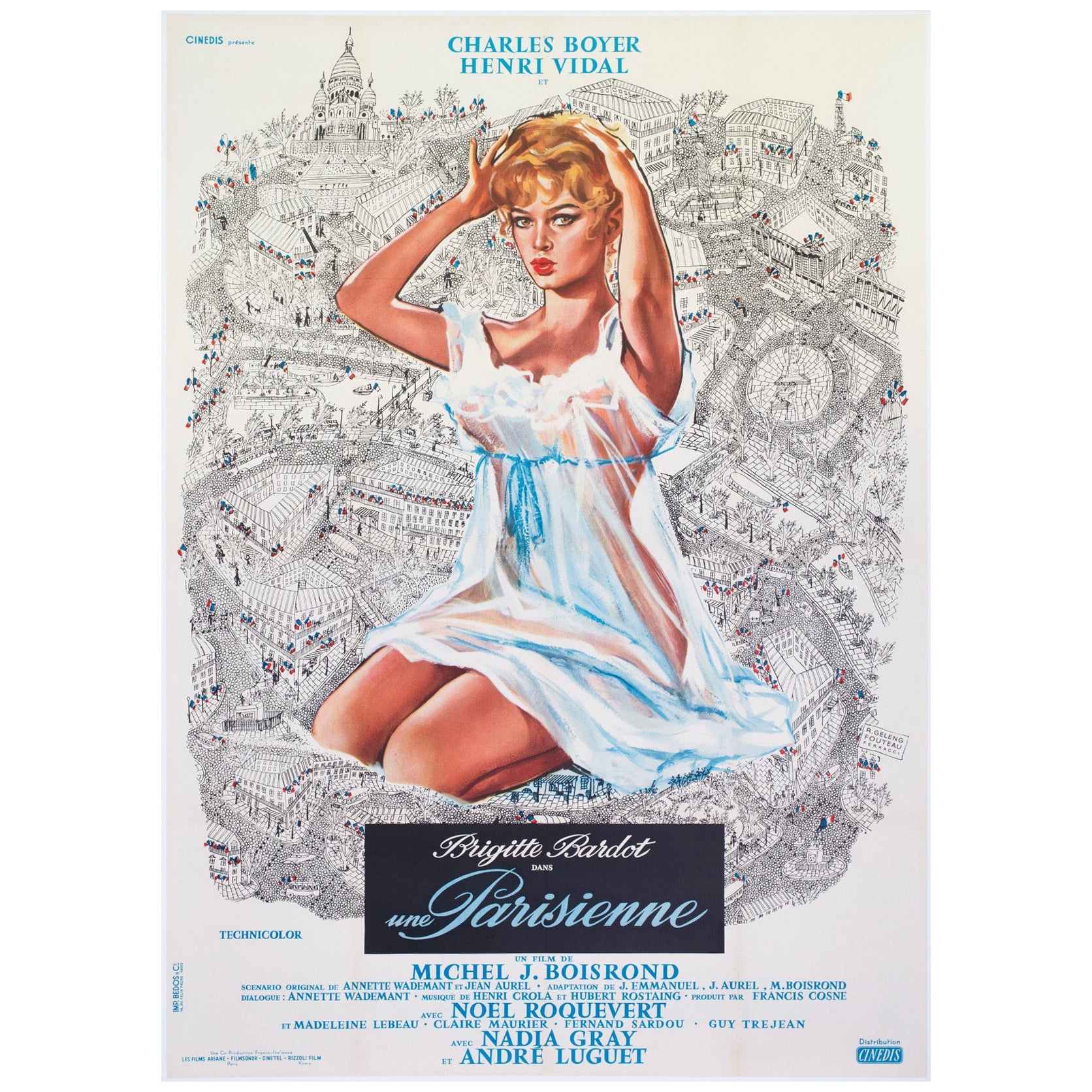 Une Parisienne 1957 Französisch Grande Film Poster im Angebot