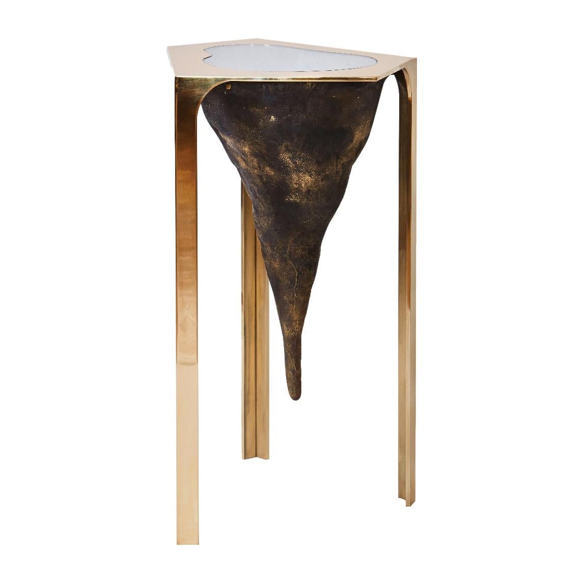 Table Unearth en bronze:: verre et laiton de Cam Crockford en vente