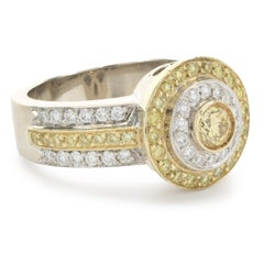 Anello Uneek a strati con diamanti bianchi e gialli a fantasia in oro giallo e bianco a 18 carati