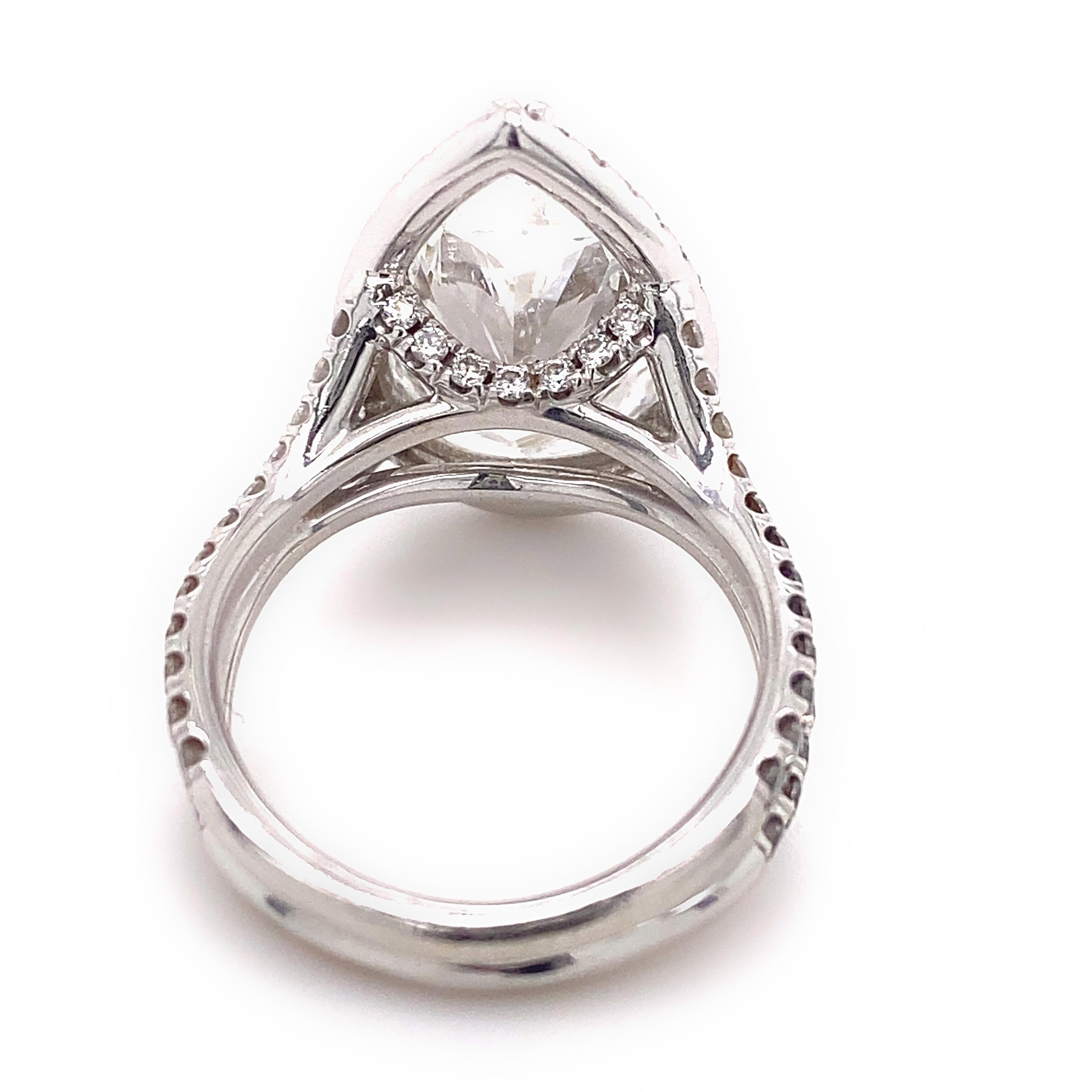 Women's UNEEK Pear Shape Diamond 5.90 tcw Custom Halo Engagement Ring 14kt White Gold For Sale