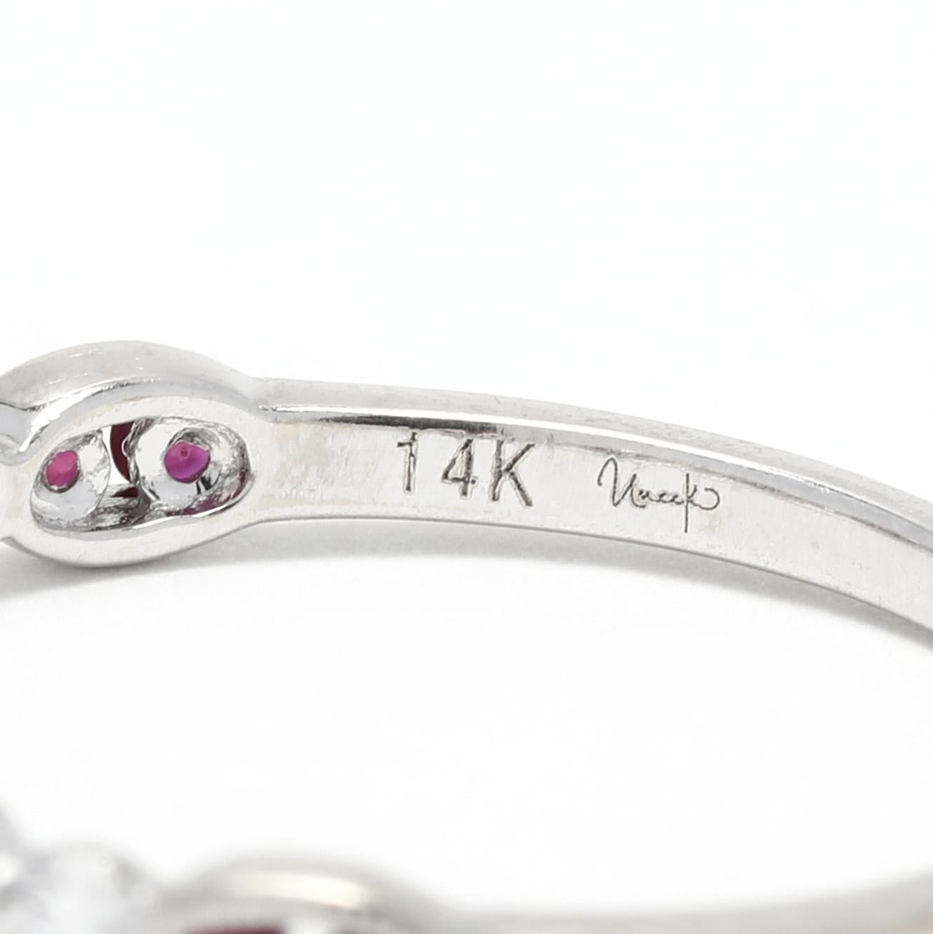 Uneek Rubin-Diamant-Stapelbarer Ehering, 14K Weißgold, Ring für Damen oder Herren im Angebot