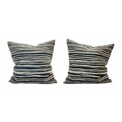 Uneven Black and White Strip Pillow