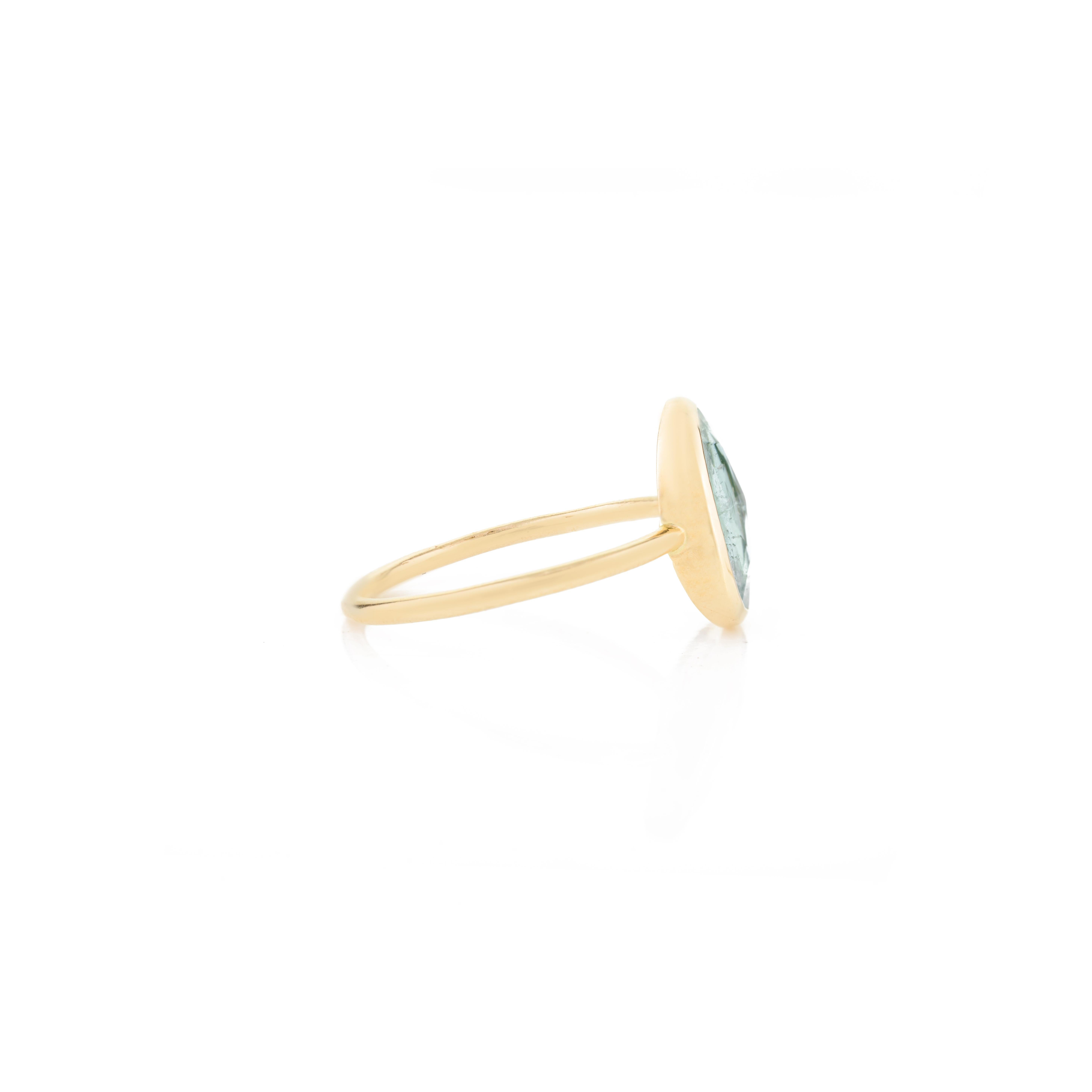For Sale:  Uneven Cut Tourmaline Bezel Set Everyday Ring for Her in 18k Solid Yellow Gold 5