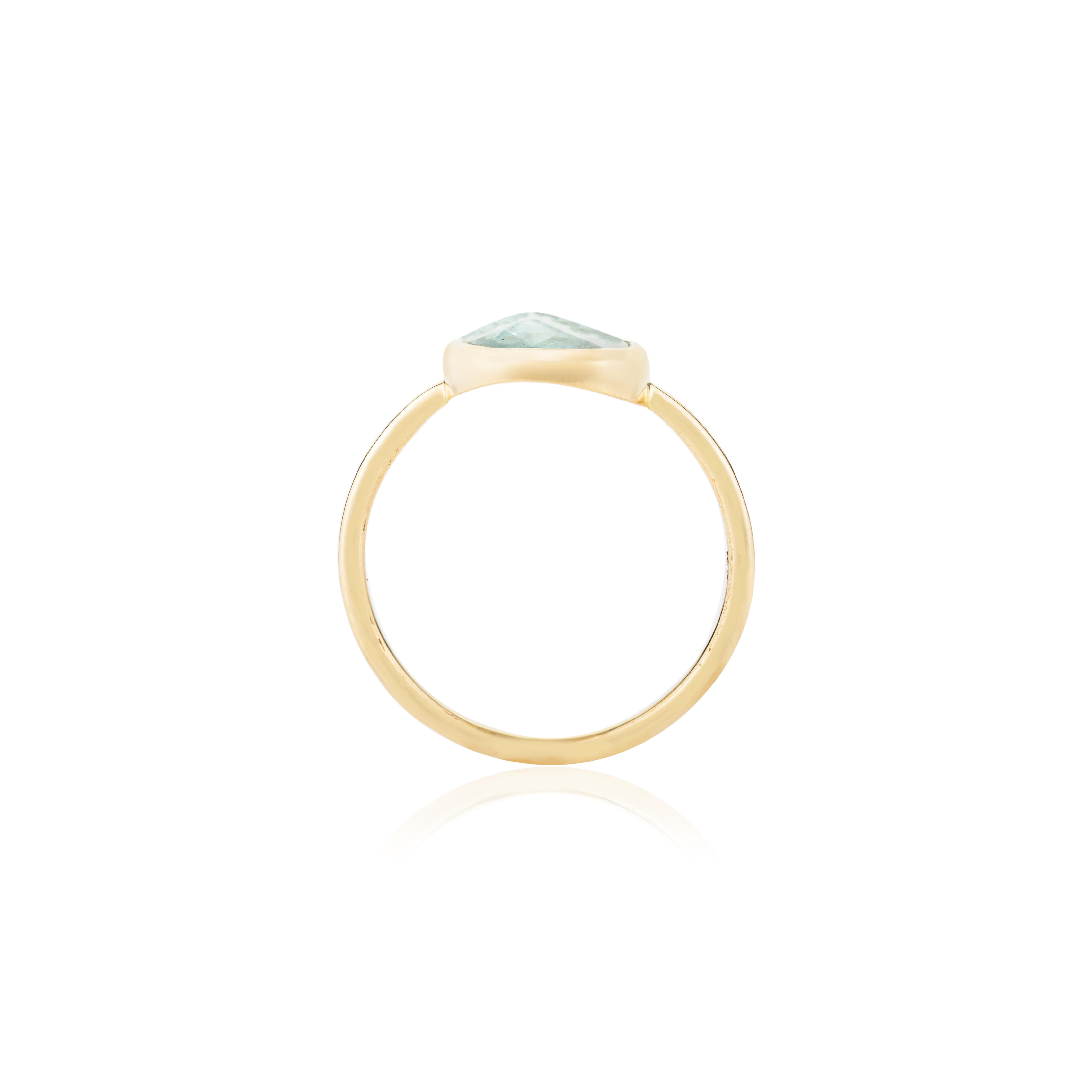 For Sale:  Uneven Cut Tourmaline Bezel Set Everyday Ring for Her in 18k Solid Yellow Gold 9