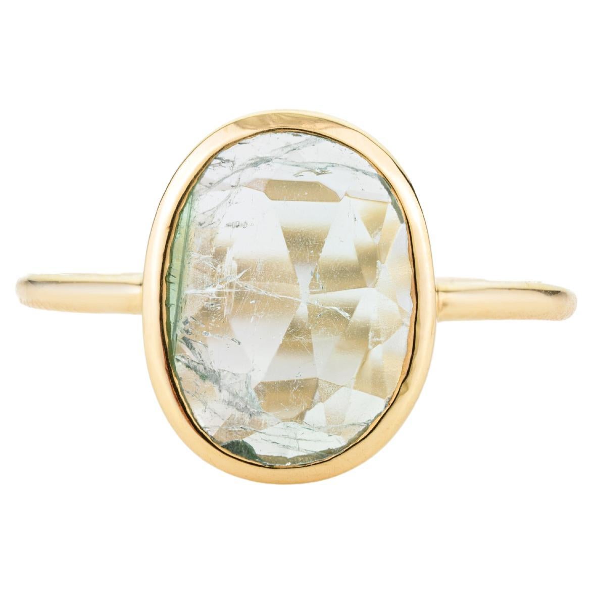 Uneven Cut Tourmaline Bezel Set Everyday Ring for Her in 18k Solid Yellow Gold