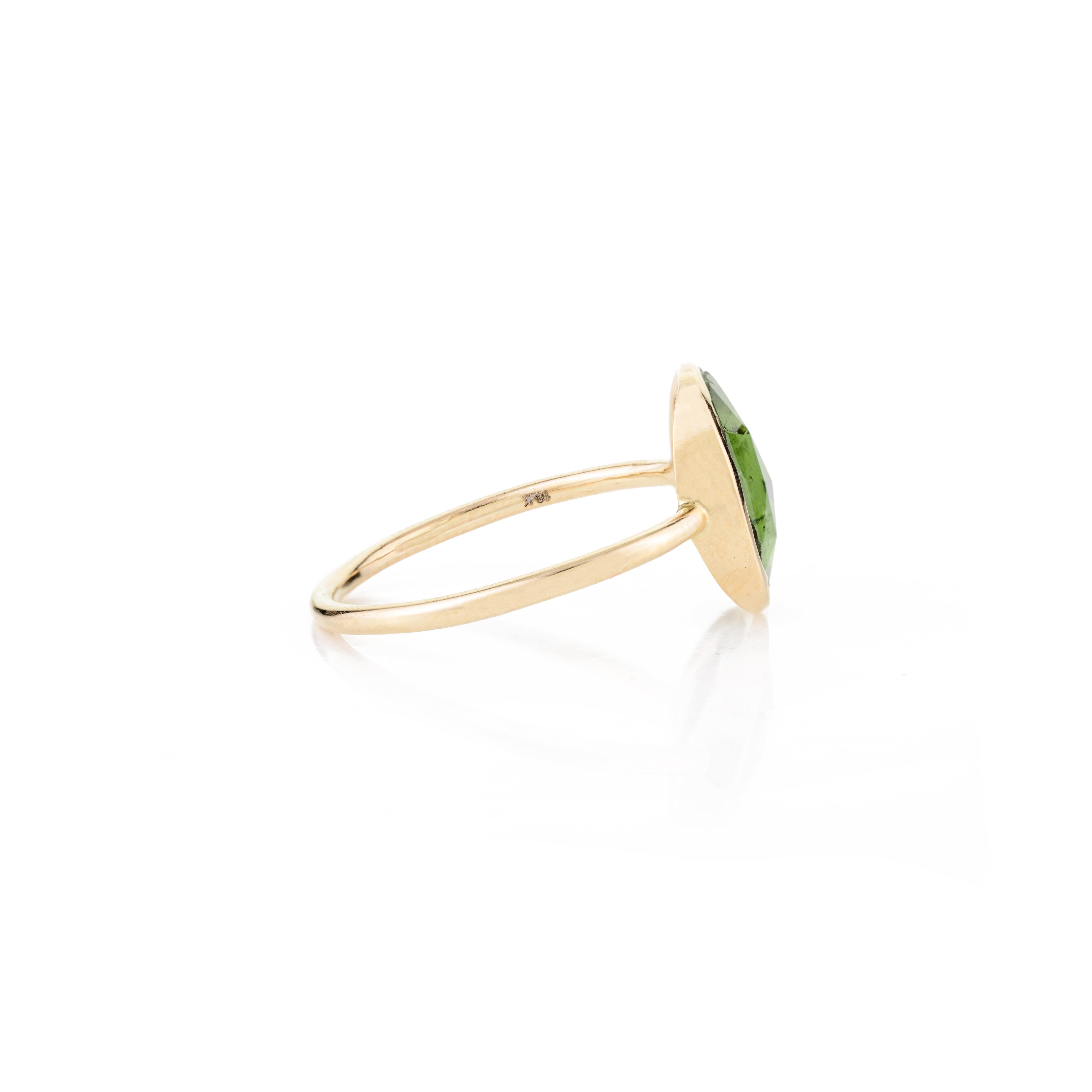 En vente :  Bague de tous les jours en or jaune 18 carats avec une tourmaline à taille irrégulière et une seule pierre 4