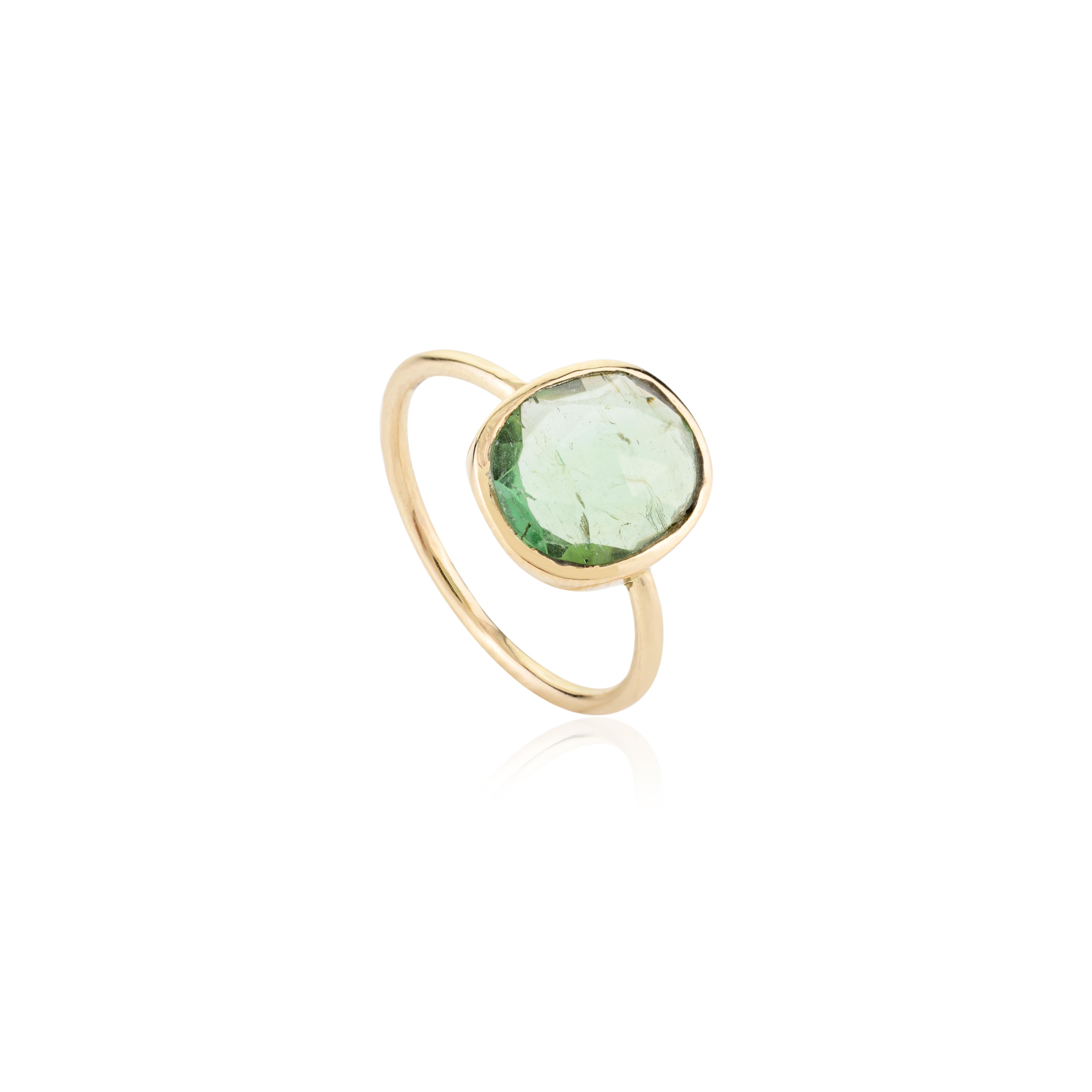 En vente :  Bague de tous les jours en or jaune 18 carats avec une tourmaline à taille irrégulière et une seule pierre 7