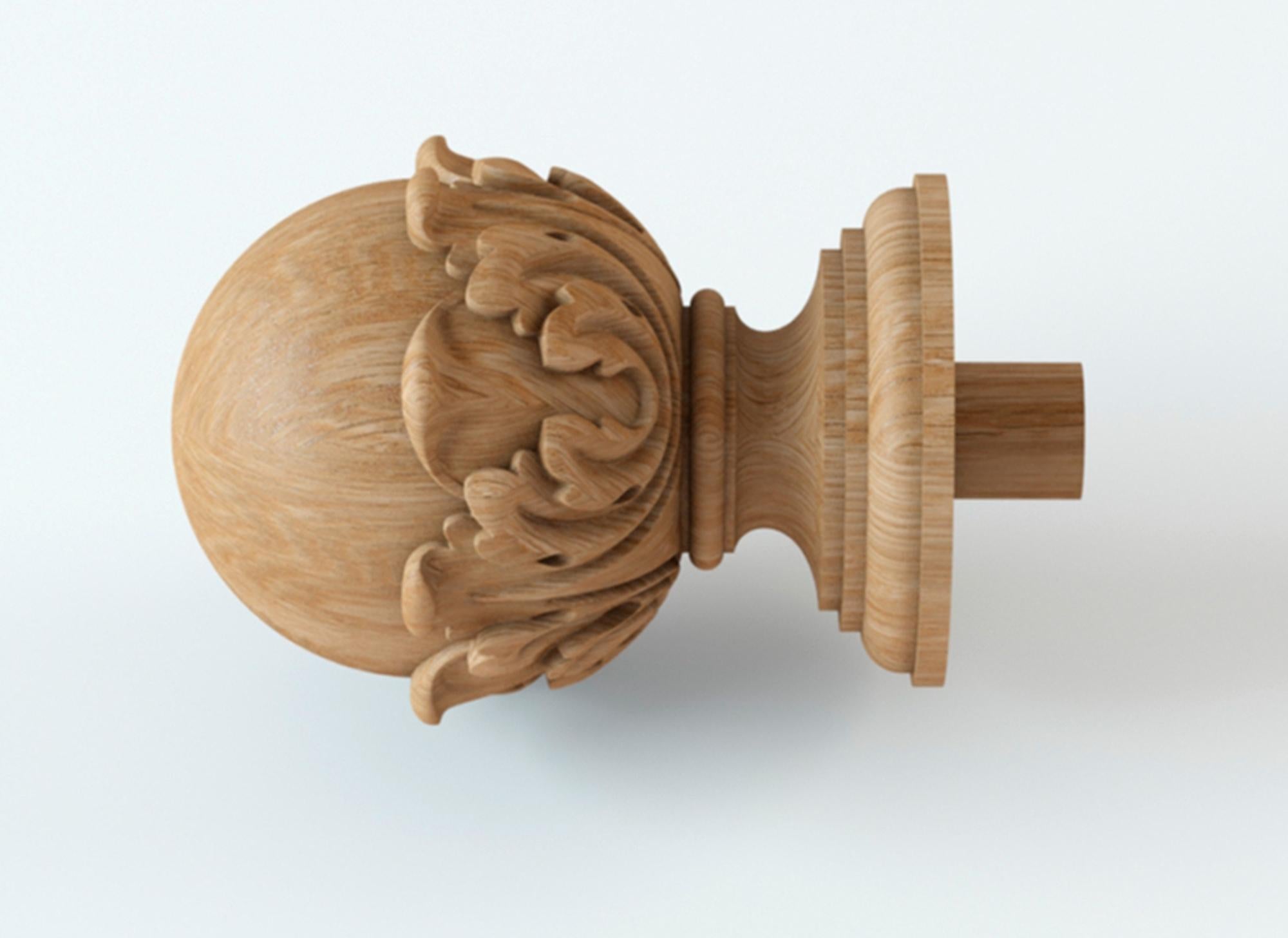 Unfinished high quality carved finial from oak or beech of your choice.

>> SKU: L-007

>> Dimensions (A x B x C x e):

1) 3.78