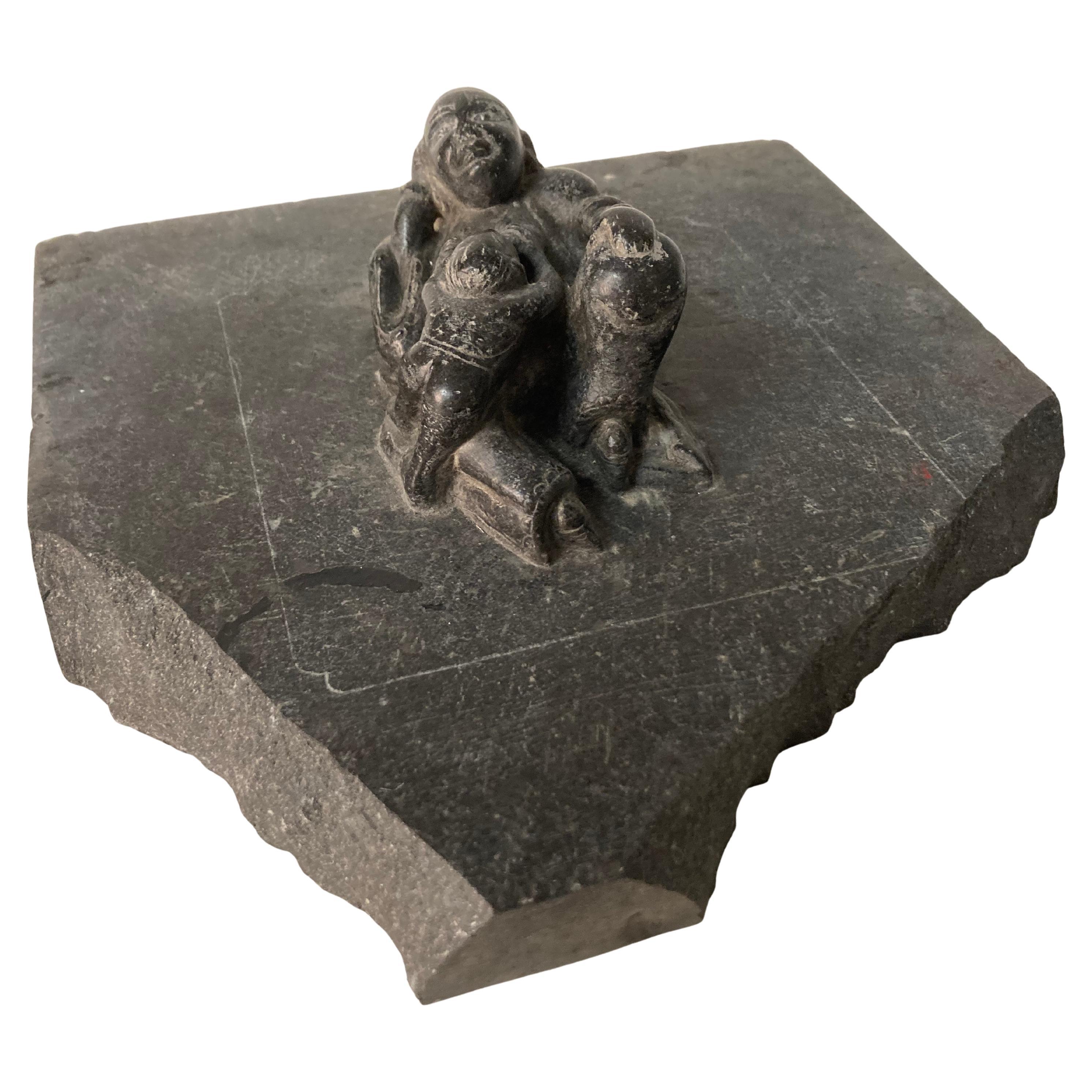 Unfinished Studio Piece Inuit Stone Carving Mother and Child