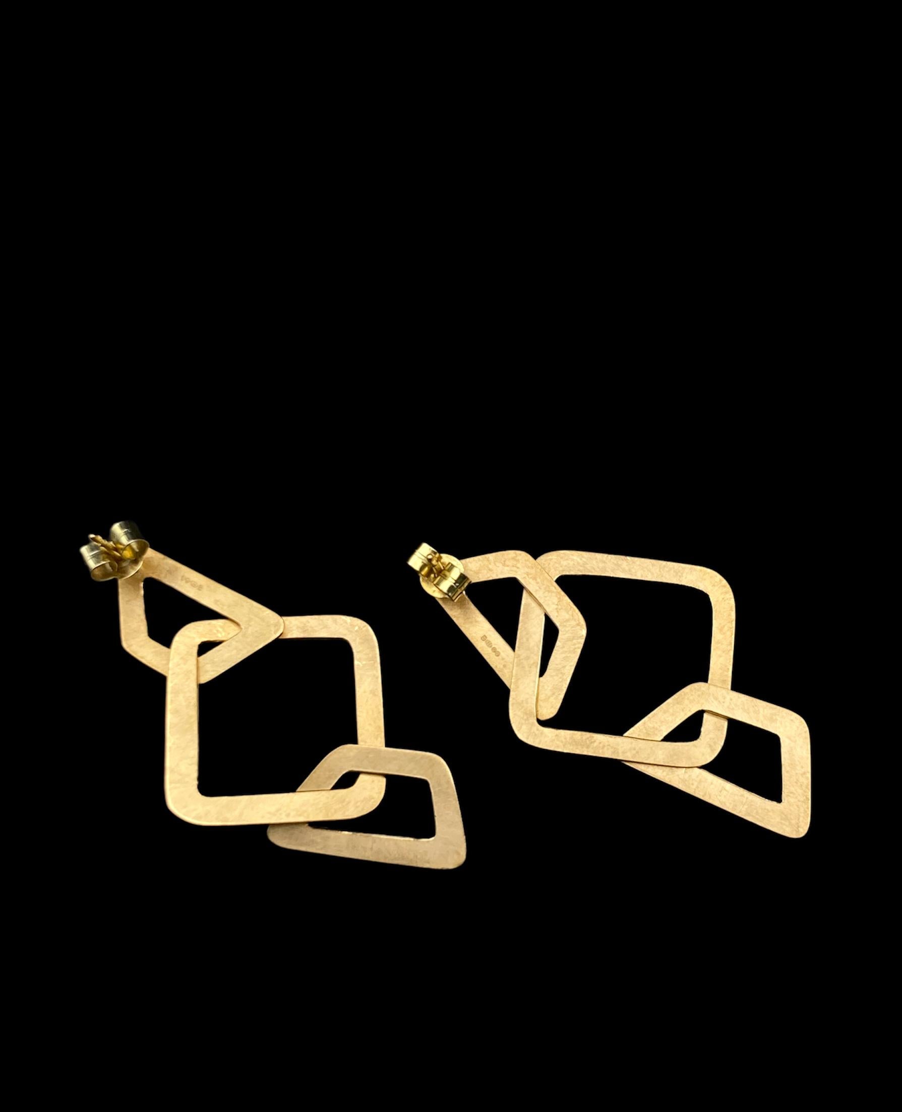 Unfolded Envelope Earrings, in Gold Vermeil In New Condition For Sale In Glasgow, GB