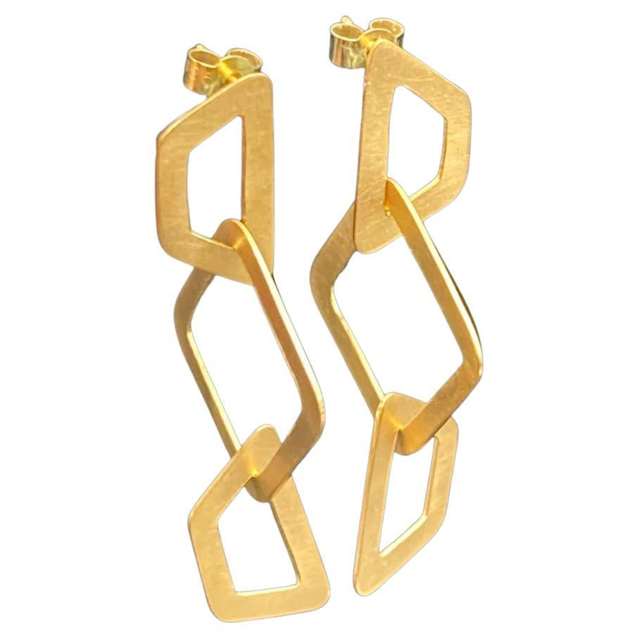 Unfolded Envelope Earrings, in Gold Vermeil For Sale