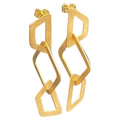Used Unfolded Envelope Earrings, in Gold Vermeil