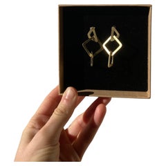 Unfolded Envelope Earrings, in Golden Brass