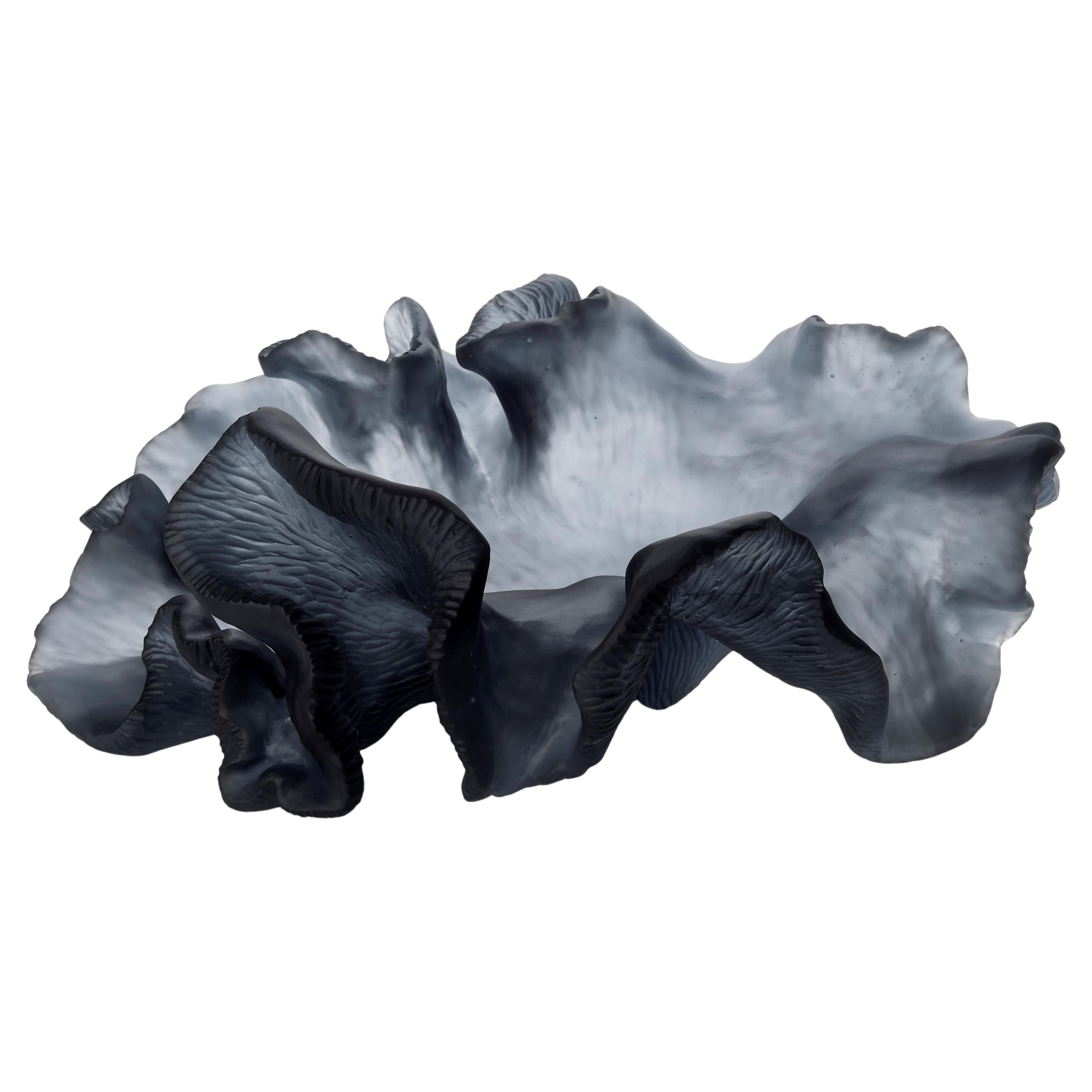 Unfolding Existence, grey coral inspired cast glass sculpture by Monette Larsen