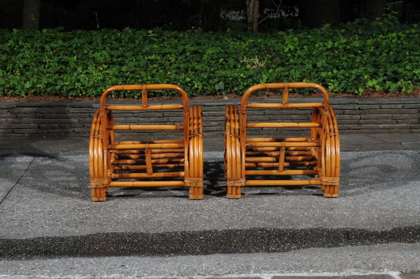 Unforgettable Pair of Art Deco Rattan and Cane Double Horseshoe Loungers  For Sale 6