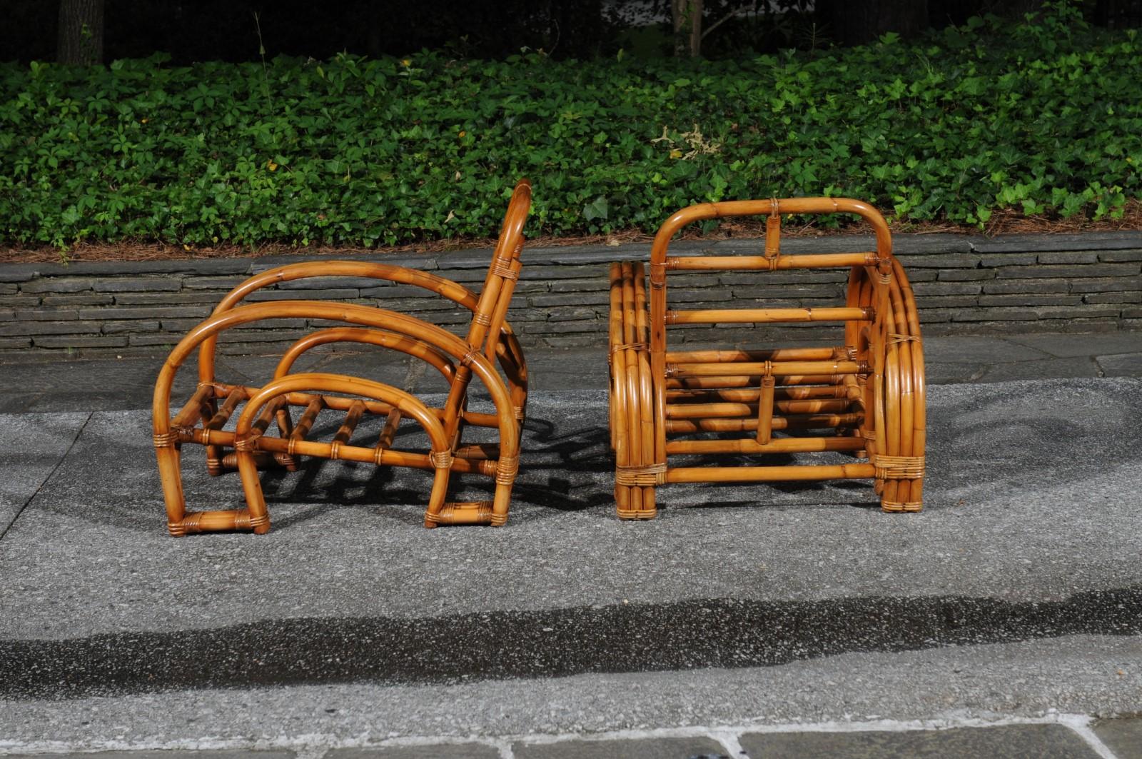 Unforgettable Pair of Art Deco Rattan and Cane Double Horseshoe Loungers  For Sale 7