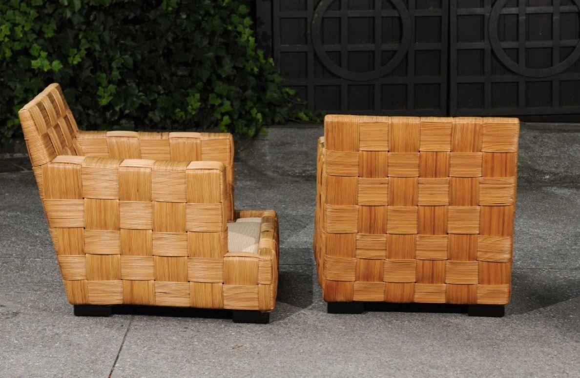 Unforgettable Pair of Block Island Cane Club Chairs by John Hutton for Donghia  For Sale 5