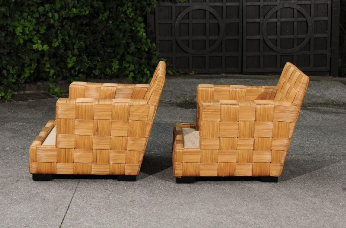 Unforgettable Pair of Block Island Cane Club Chairs by John Hutton for Donghia  For Sale 9