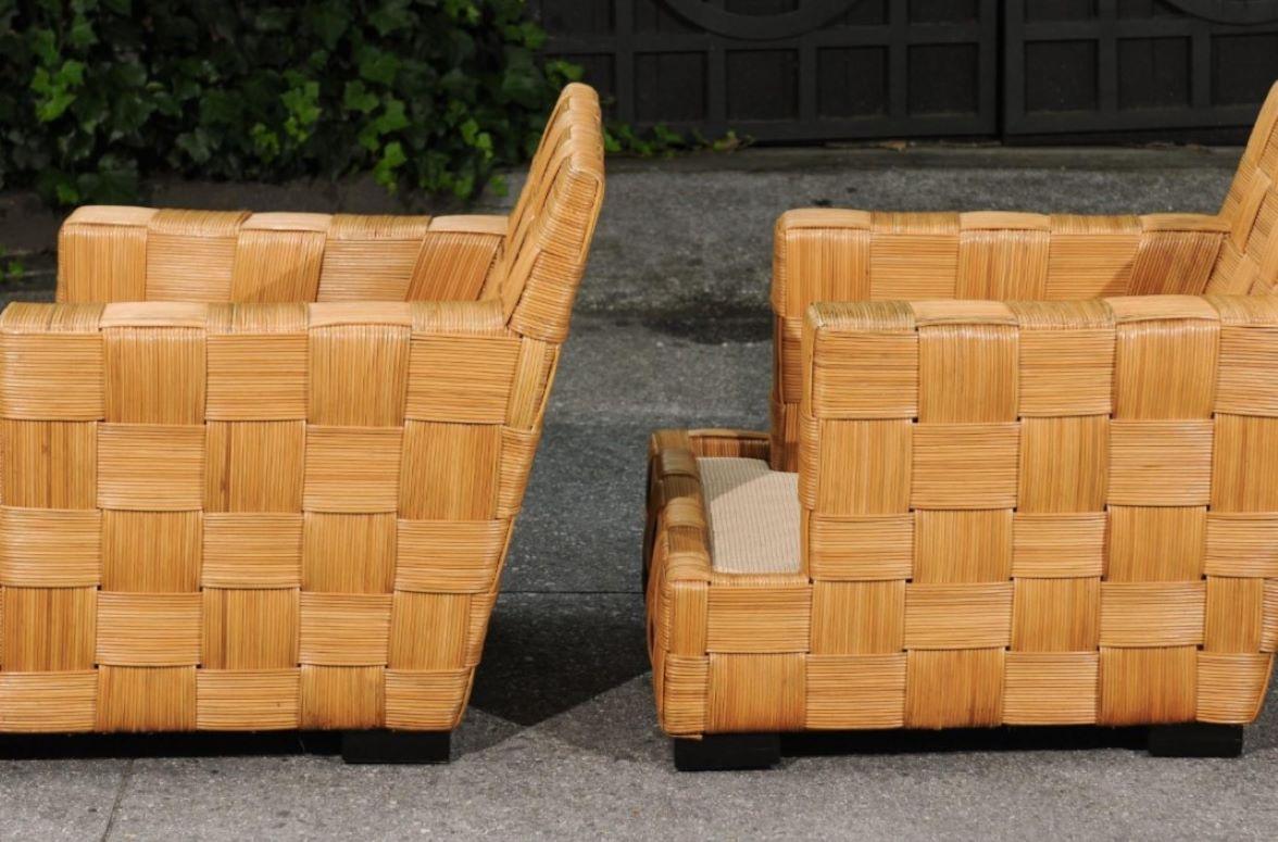 Unforgettable Pair of Block Island Cane Club Chairs by John Hutton for Donghia  For Sale 10