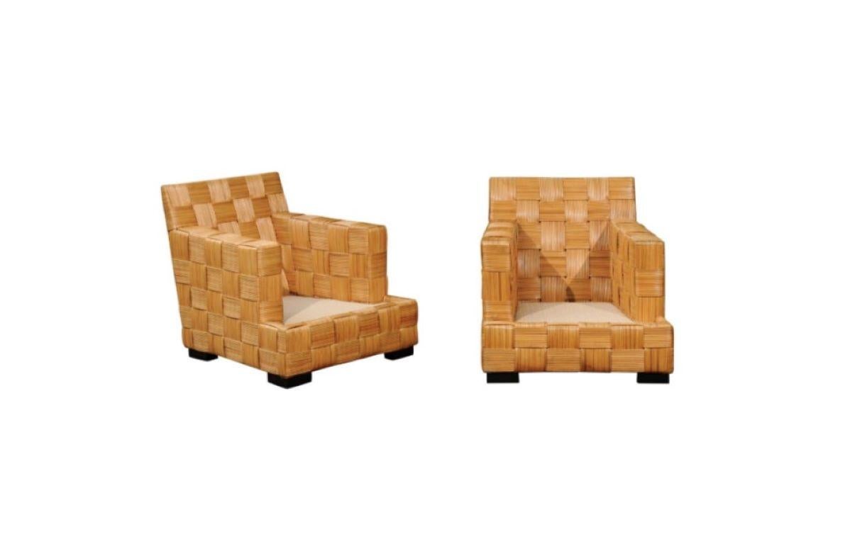 Unforgettable Pair of Block Island Cane Club Chairs by John Hutton for Donghia  For Sale 13