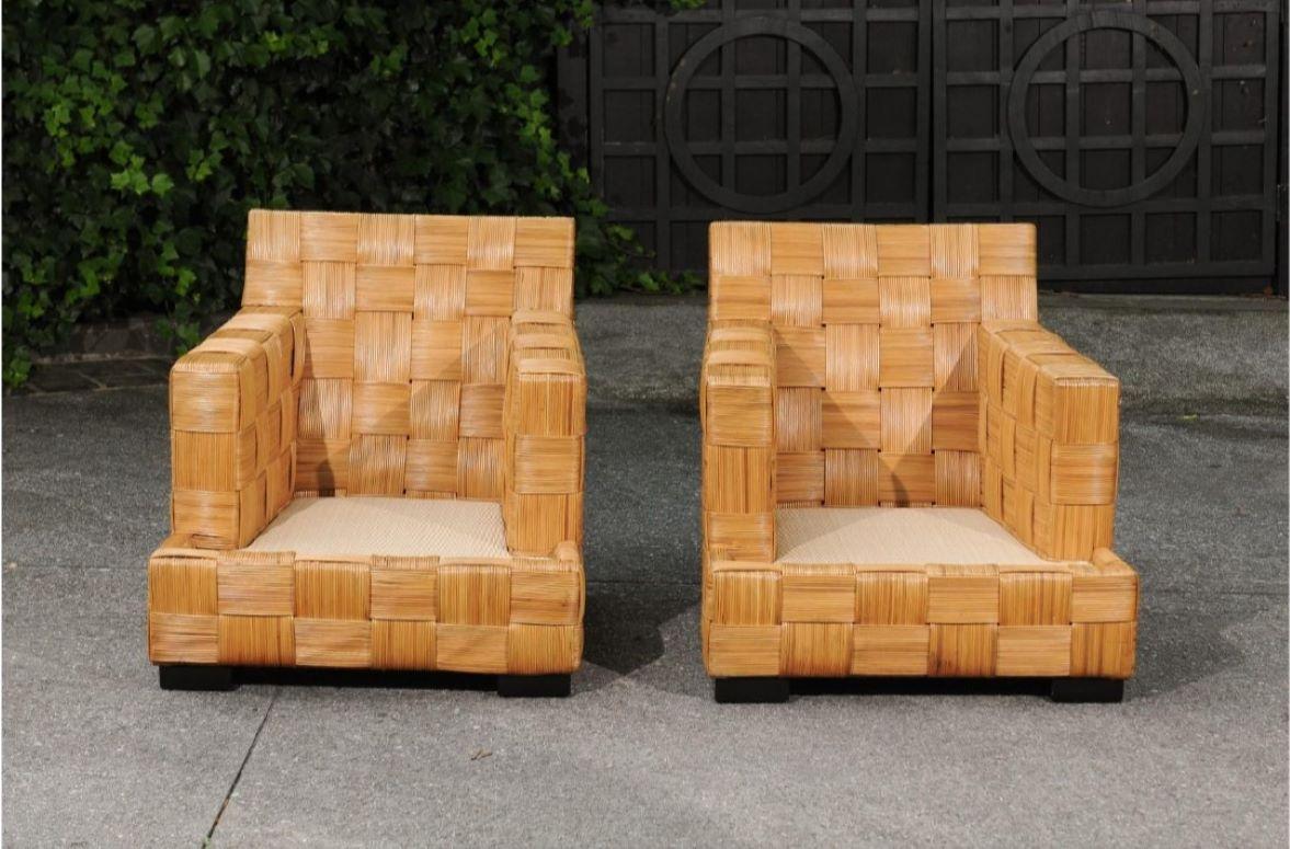 Unforgettable Pair of Block Island Cane Club Chairs by John Hutton for Donghia  For Sale 1