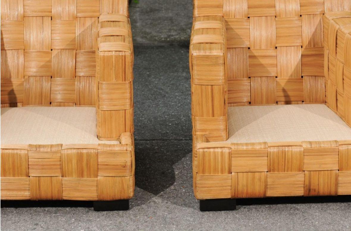 Unforgettable Pair of Block Island Cane Club Chairs by John Hutton for Donghia  For Sale 2