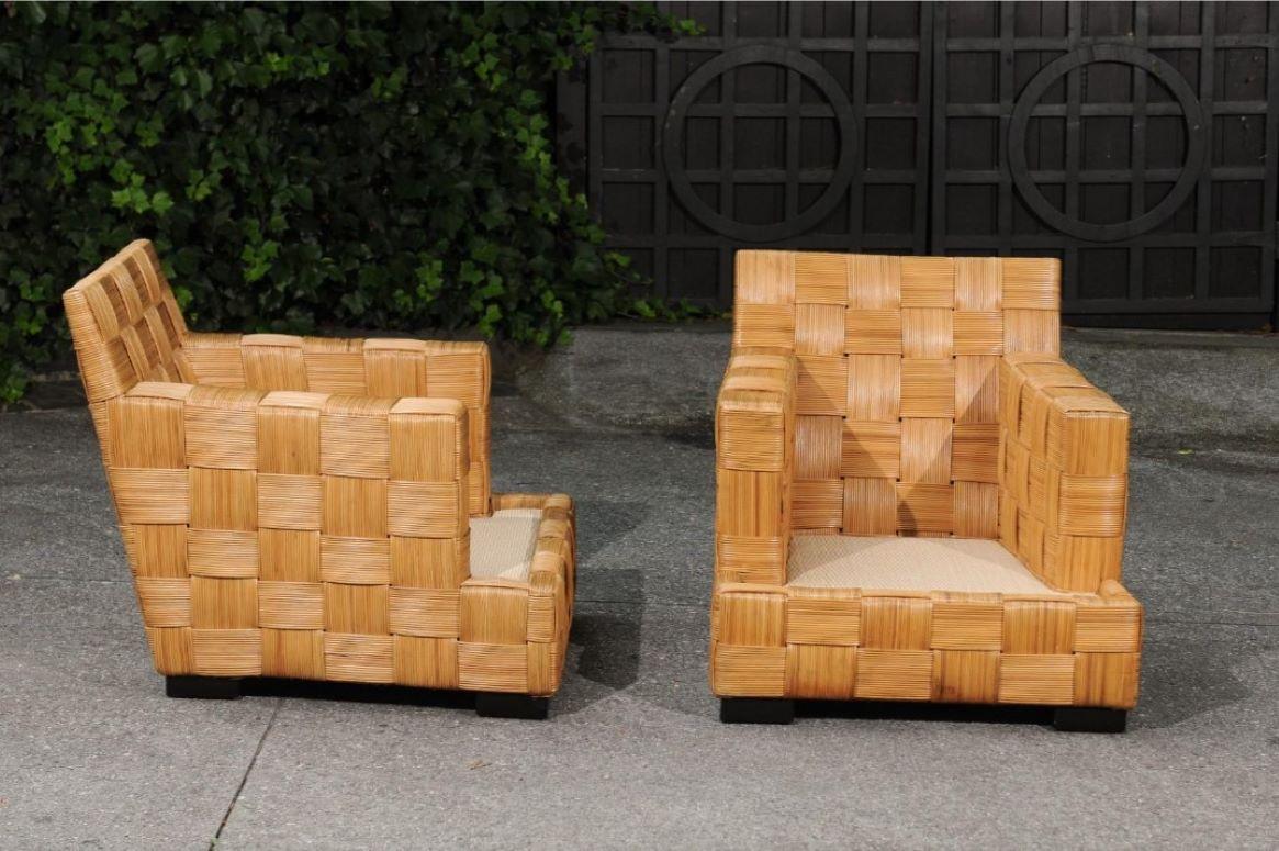 Unforgettable Pair of Block Island Cane Club Chairs by John Hutton for Donghia  For Sale 3