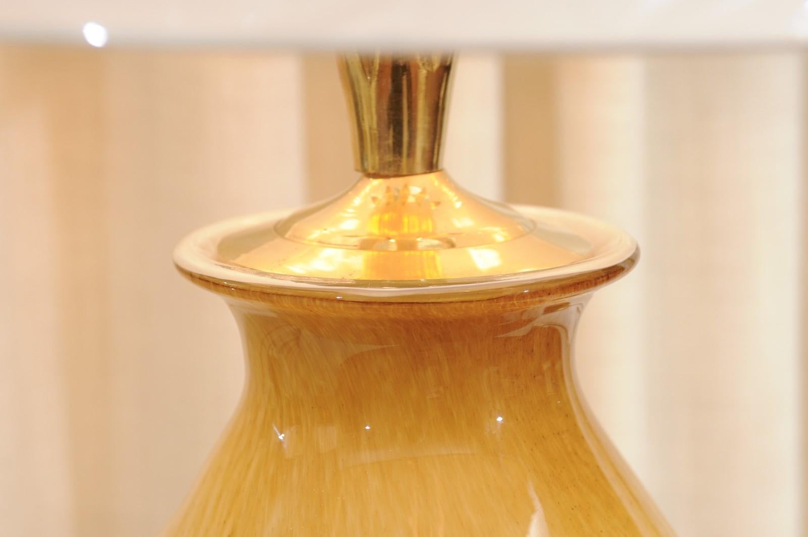 Unforgettable Pair of Chocolate, Saffron and Cream Custom Murano Lamps  2