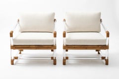 Unforgettable Restored Pair Lucite and Rattan Lounge Chairs- 2 Pr Available