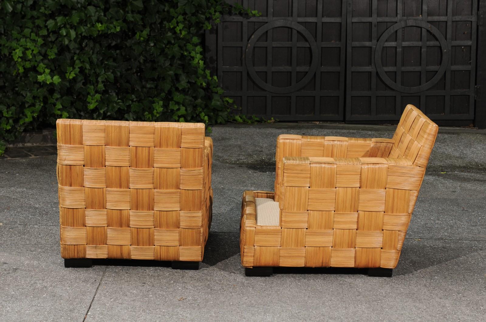 Un ensemble inoubliable de 4 chaises cannées Block Island de John Hutton pour Donghia en vente 6