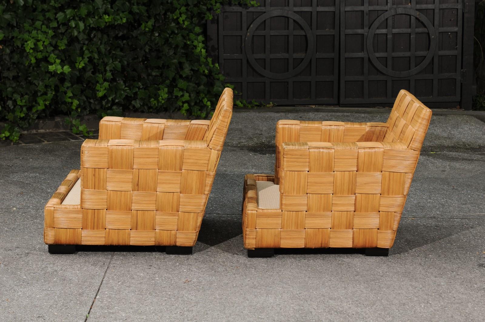 Un ensemble inoubliable de 4 chaises cannées Block Island de John Hutton pour Donghia en vente 7