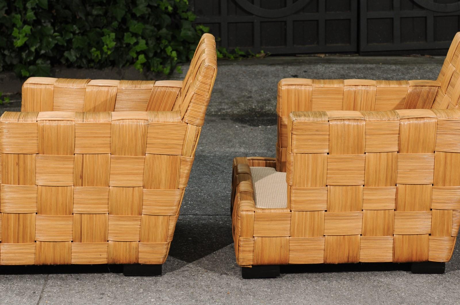 Un ensemble inoubliable de 4 chaises cannées Block Island de John Hutton pour Donghia en vente 8
