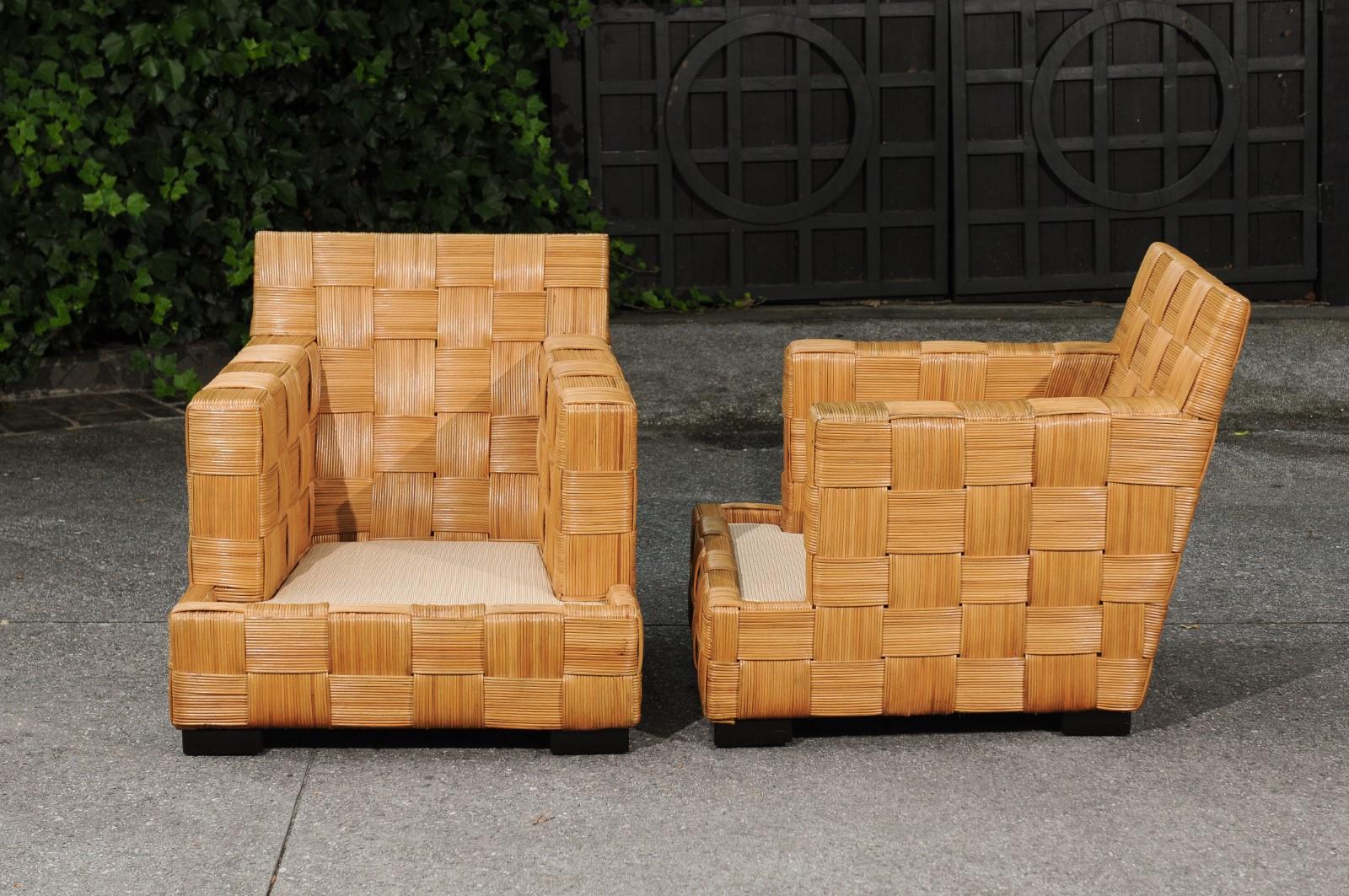 Un ensemble inoubliable de 4 chaises cannées Block Island de John Hutton pour Donghia en vente 9