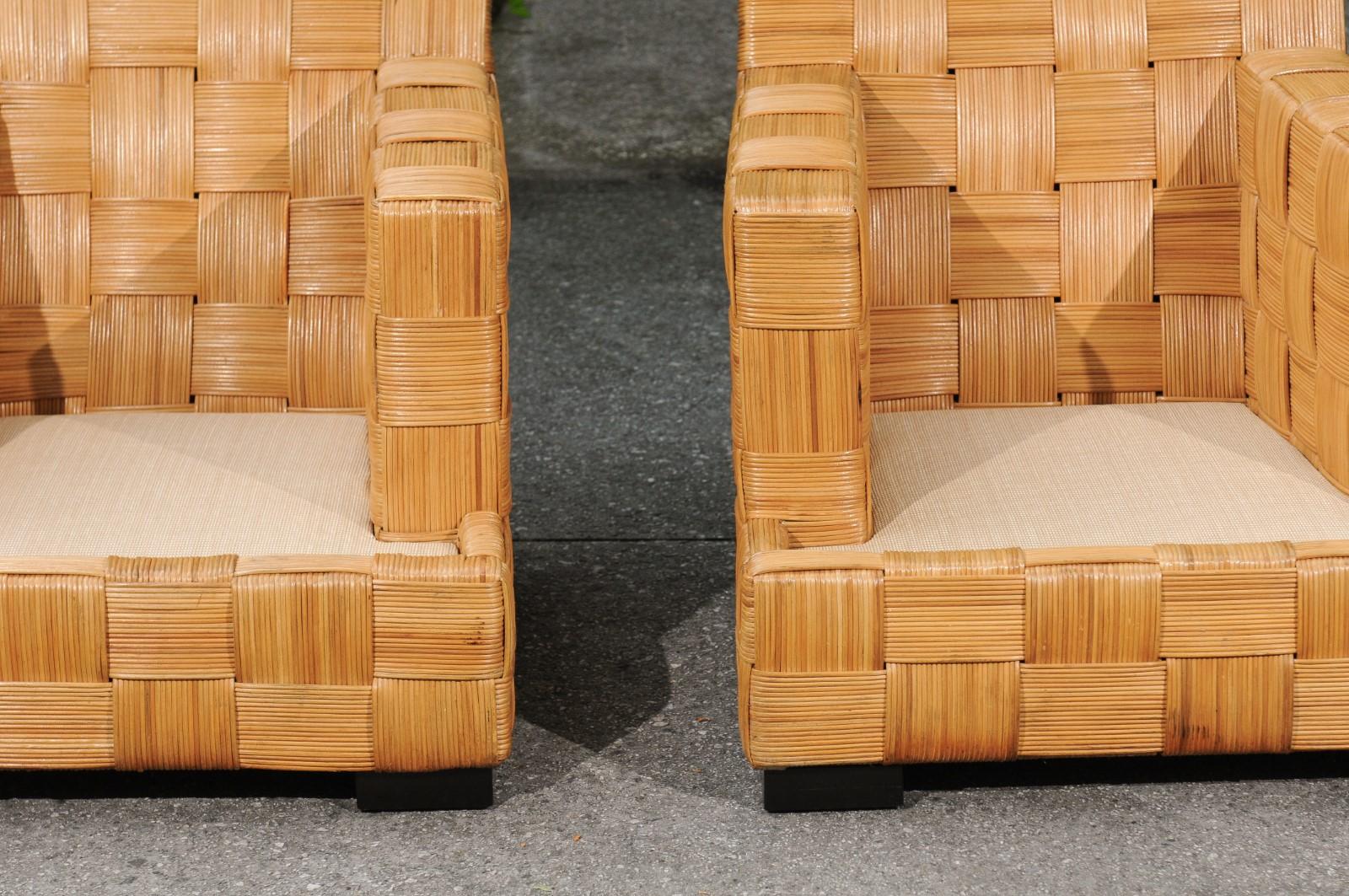 Un ensemble inoubliable de 4 chaises cannées Block Island de John Hutton pour Donghia en vente 12