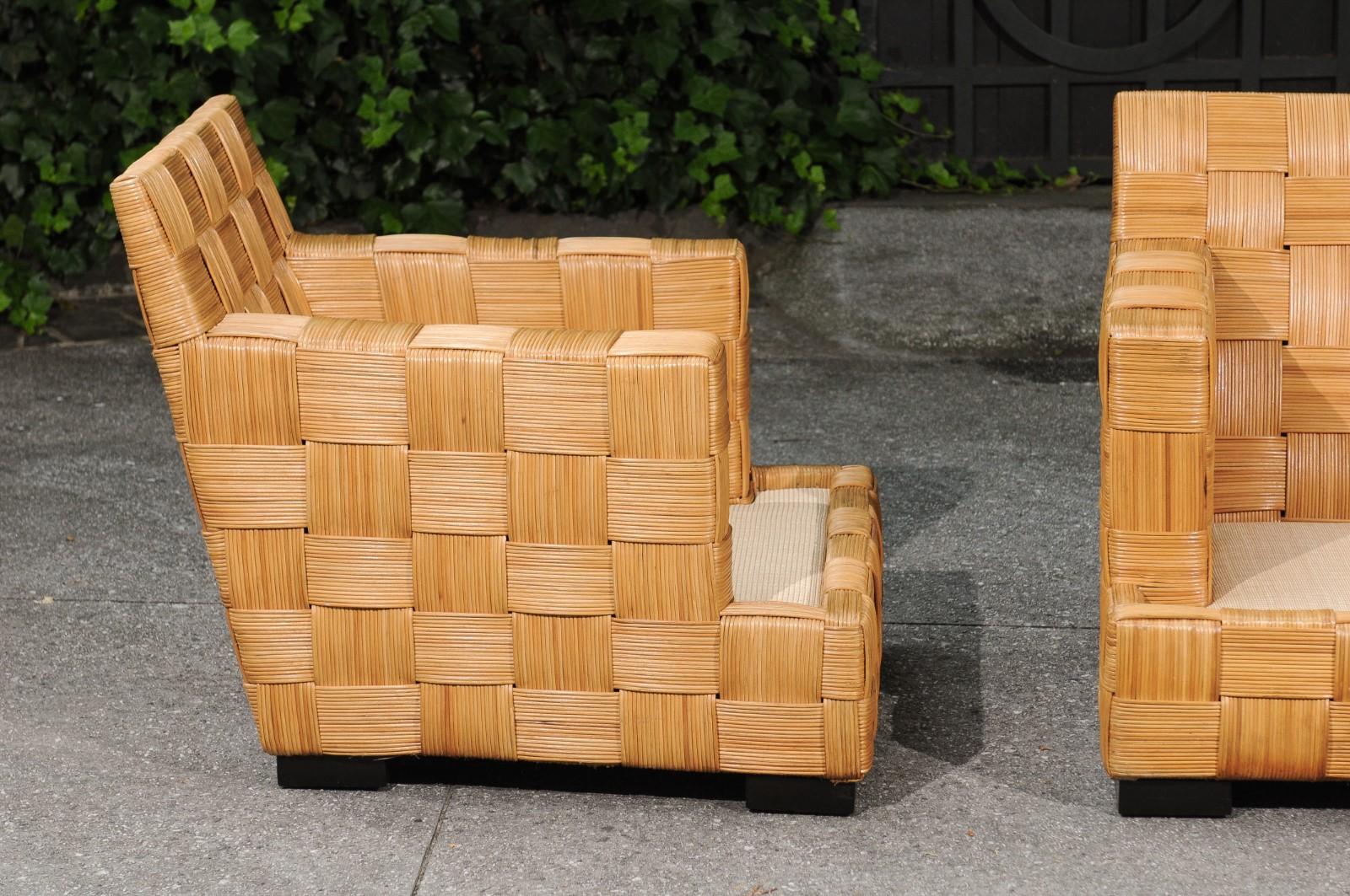 Un ensemble inoubliable de 4 chaises cannées Block Island de John Hutton pour Donghia en vente 1