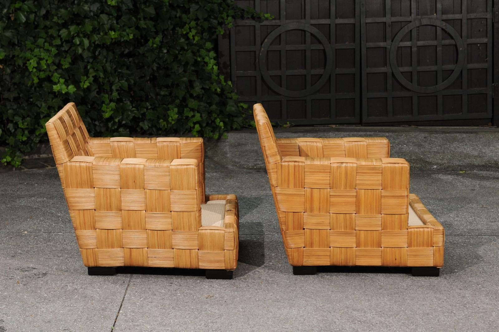 Un ensemble inoubliable de 4 chaises cannées Block Island de John Hutton pour Donghia en vente 2