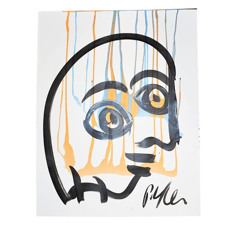 Quadro figurativo espressionista astratto non incorniciato di Peter Keil, firmato