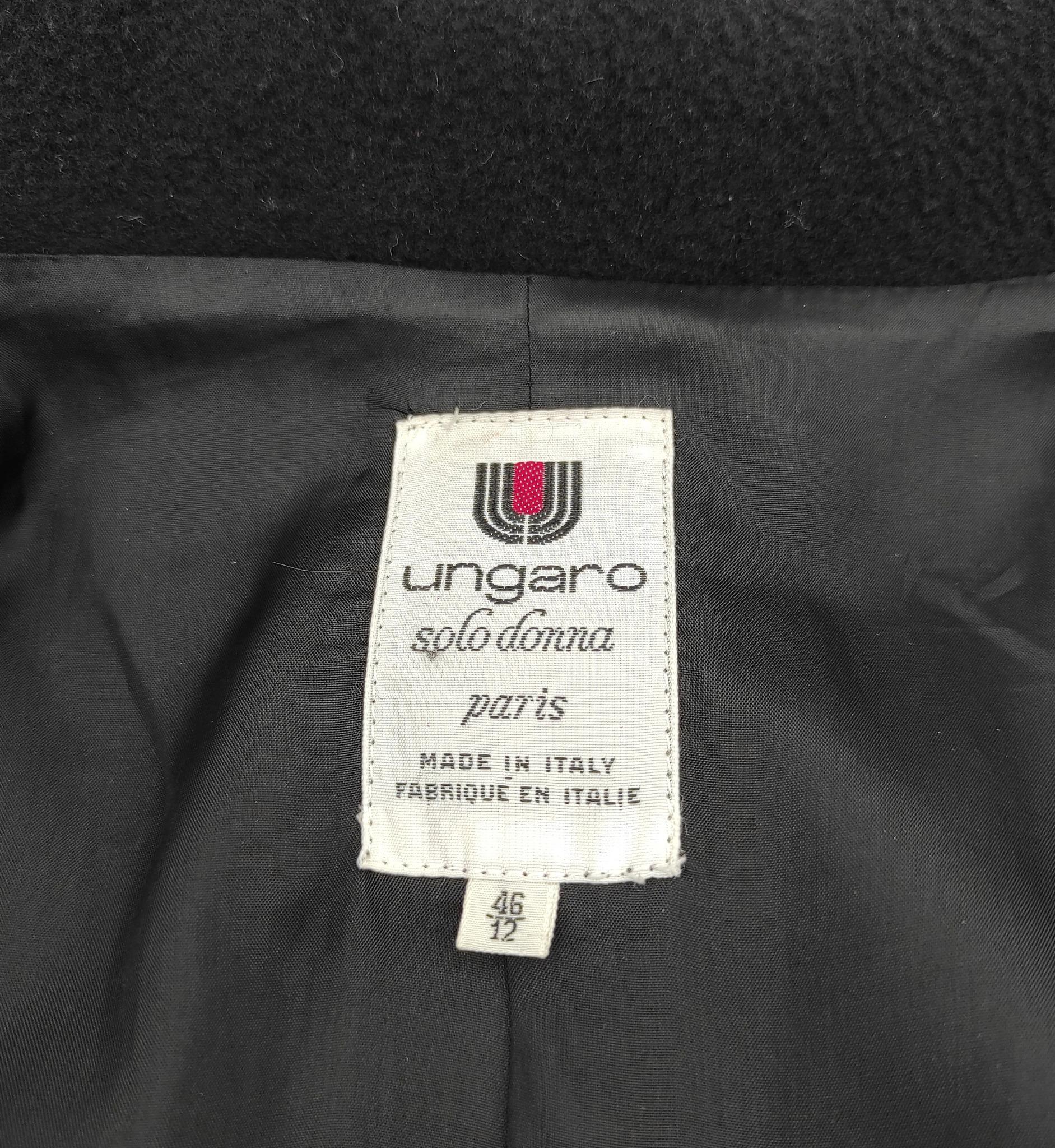 Cappotto Ungaro anni '80 in lana nera in vendita 3
